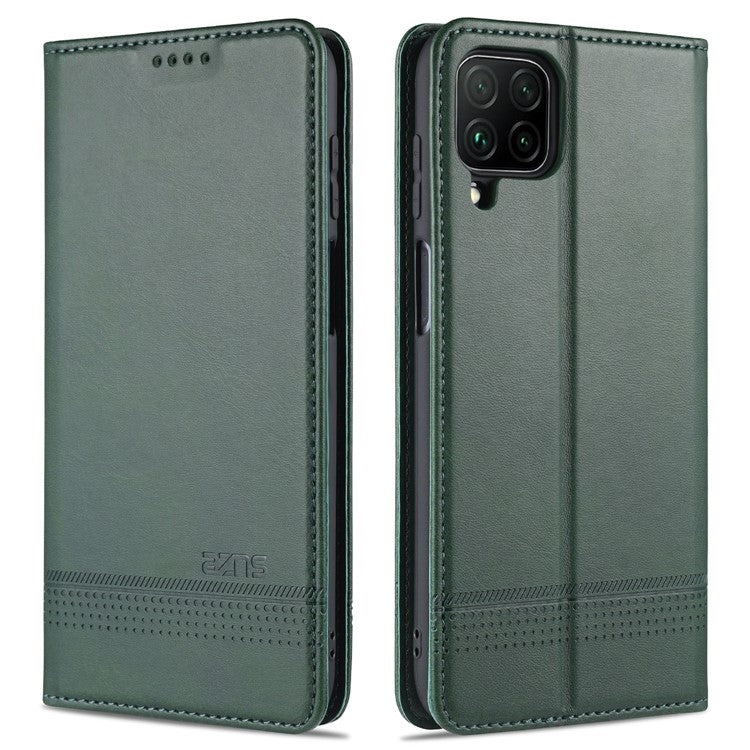 AZNS Wallet Design PU Leather Shockproof Phone Cover Case for Samsung Galaxy M32 (Global Version) - Green