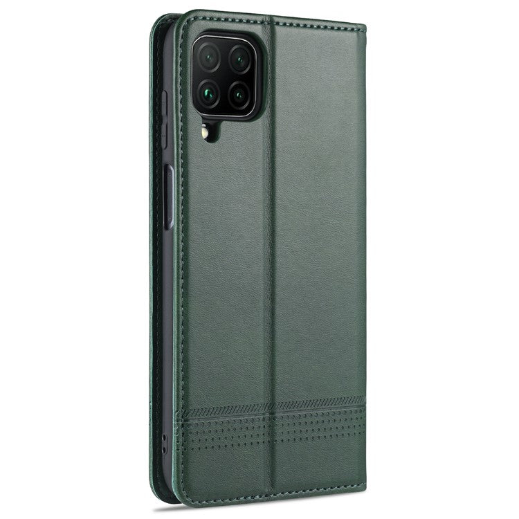 AZNS Wallet Design PU Leather Shockproof Phone Cover Case for Samsung Galaxy M32 (Global Version) - Green