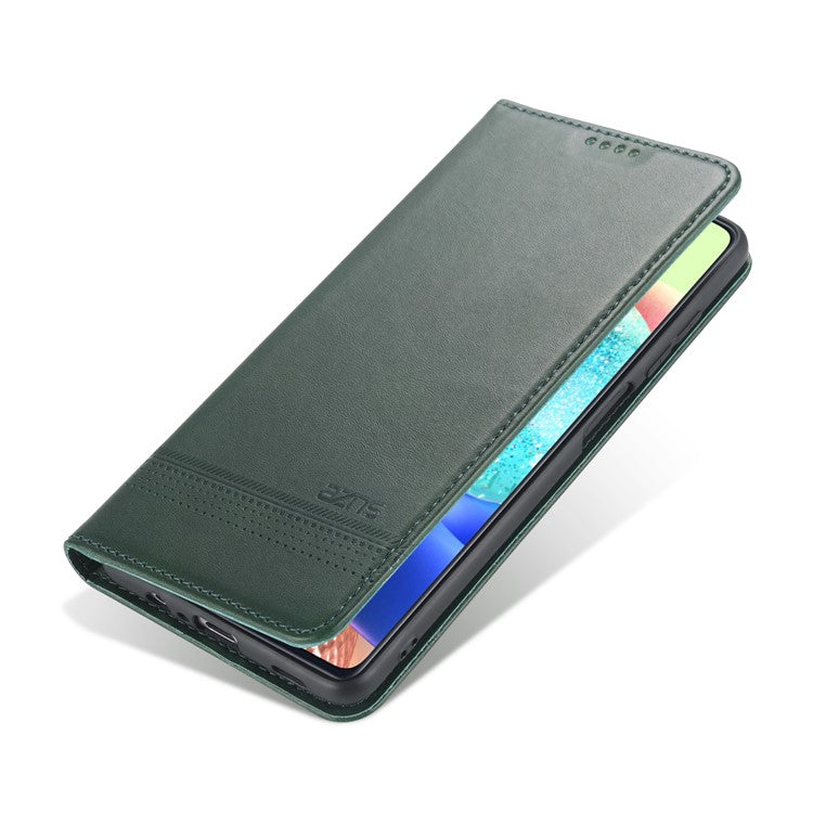 AZNS Wallet Design PU Leather Shockproof Phone Cover Case for Samsung Galaxy M32 (Global Version) - Green