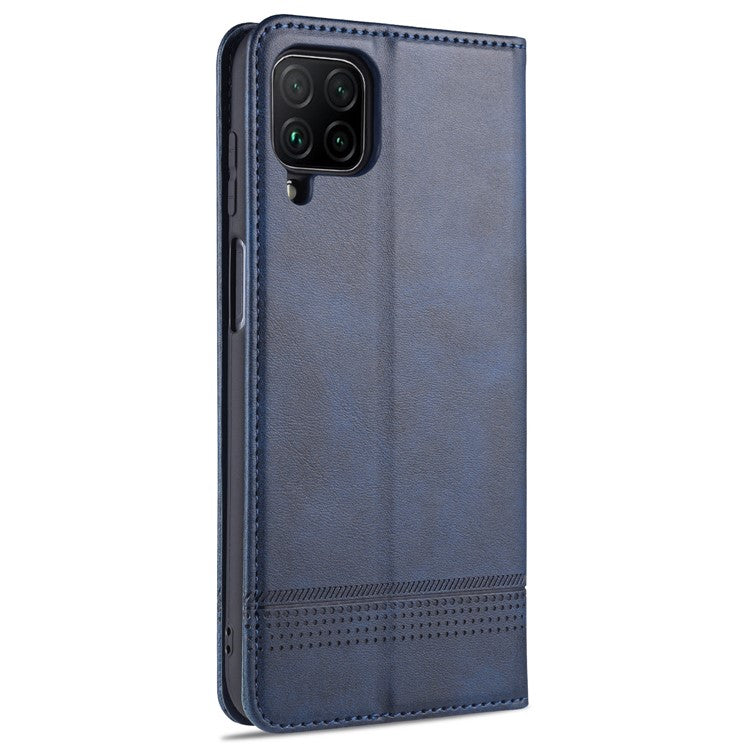 AZNS Wallet Design PU Leather Shockproof Phone Cover Case for Samsung Galaxy M32 (Global Version) - Blue