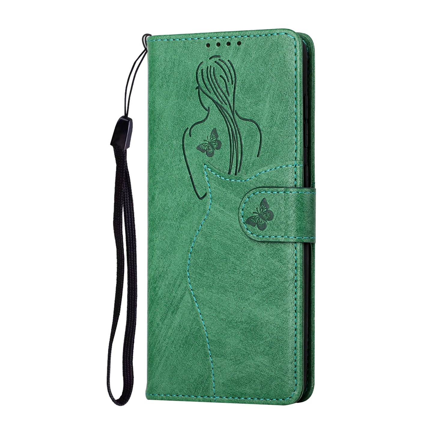 All-round Protection Imprinting Girl Pattern Leather Phone Case Wallet Stand Cover for Samsung Galaxy S20 FE 4G/5G/S20 Lite/S20 FE 2022 - Green