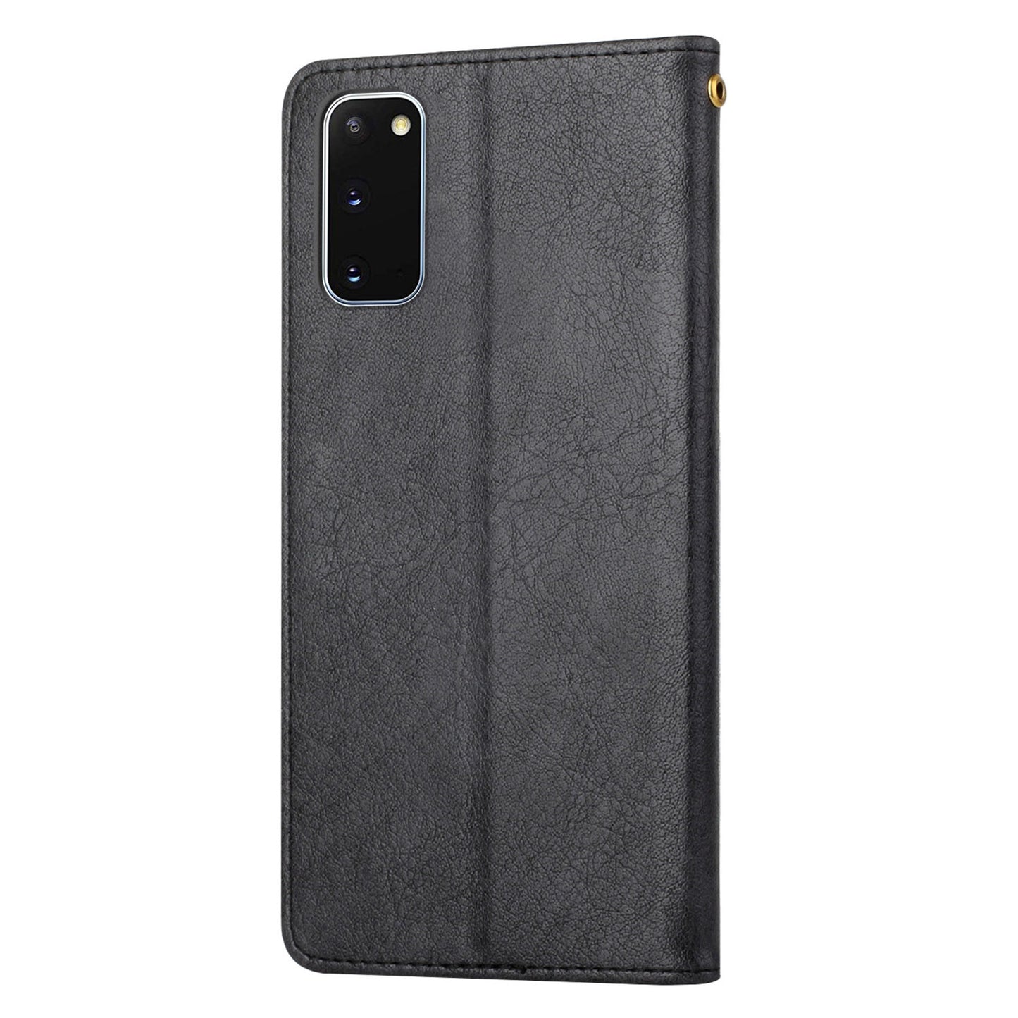 Imprinting Girl Pattern Folio Flip Leather Phone Wallet Case Cover with Stand for Samsung Galaxy S20 4G/S20 5G - Black