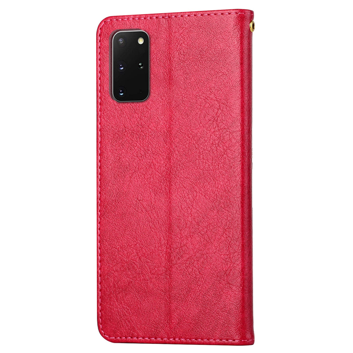 Girl Pattern Imprinted Wallet Stand Leather Case Shell with Strap for Samsung Galaxy S20 Plus 4G/5G - Red