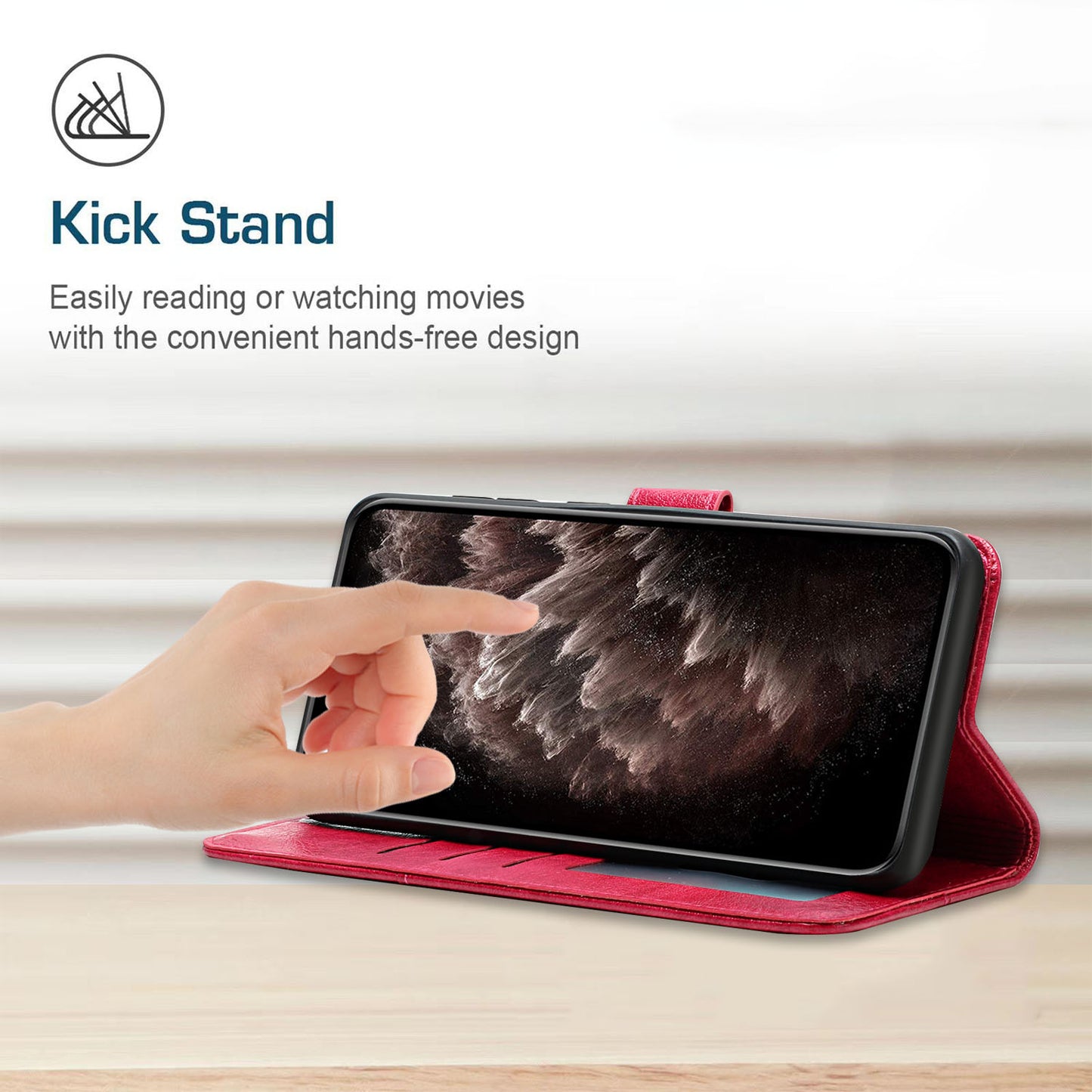 Girl Pattern Imprinted Wallet Stand Leather Case Shell with Strap for Samsung Galaxy S20 Plus 4G/5G - Red