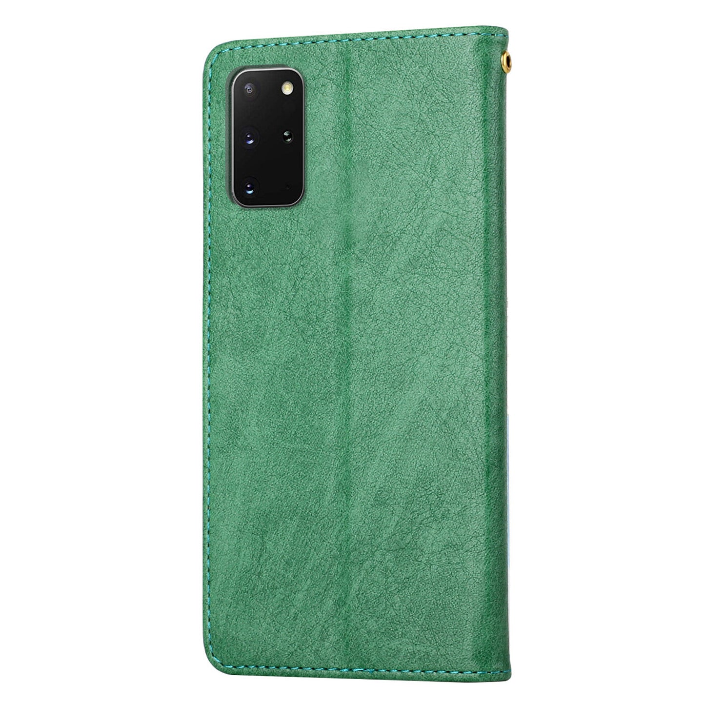 Girl Pattern Imprinted Wallet Stand Leather Case Shell with Strap for Samsung Galaxy S20 Plus 4G/5G - Green