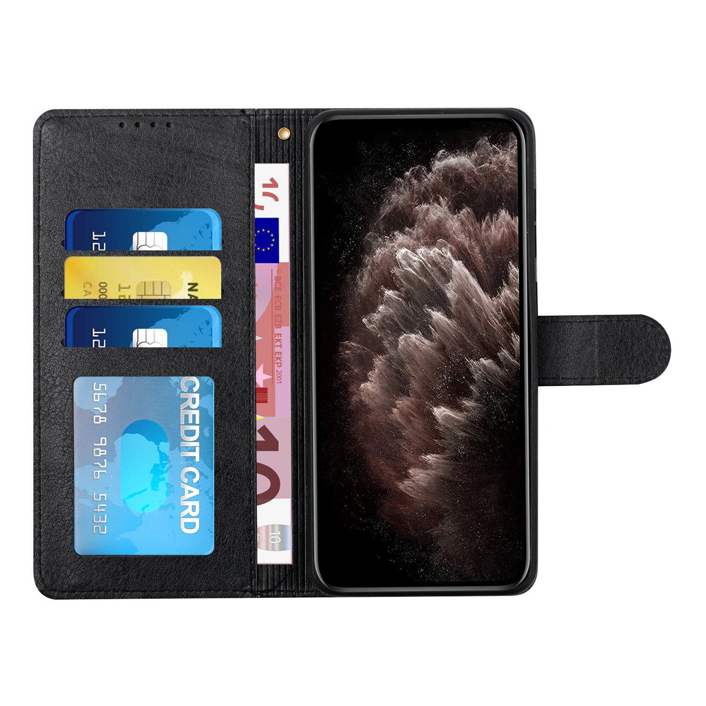 Girl Pattern Imprinted Wallet Stand Leather Case Shell with Strap for Samsung Galaxy S20 Plus 4G/5G - Black