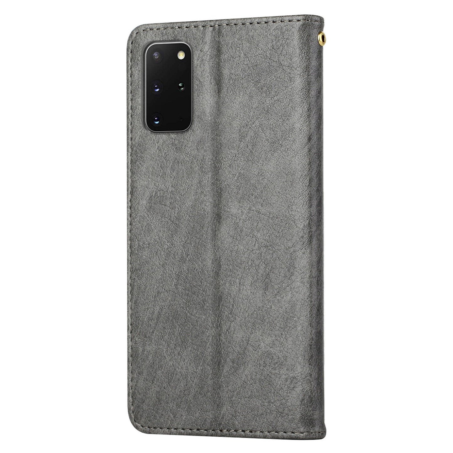 Girl Pattern Imprinted Wallet Stand Leather Case Shell with Strap for Samsung Galaxy S20 Plus 4G/5G - Grey