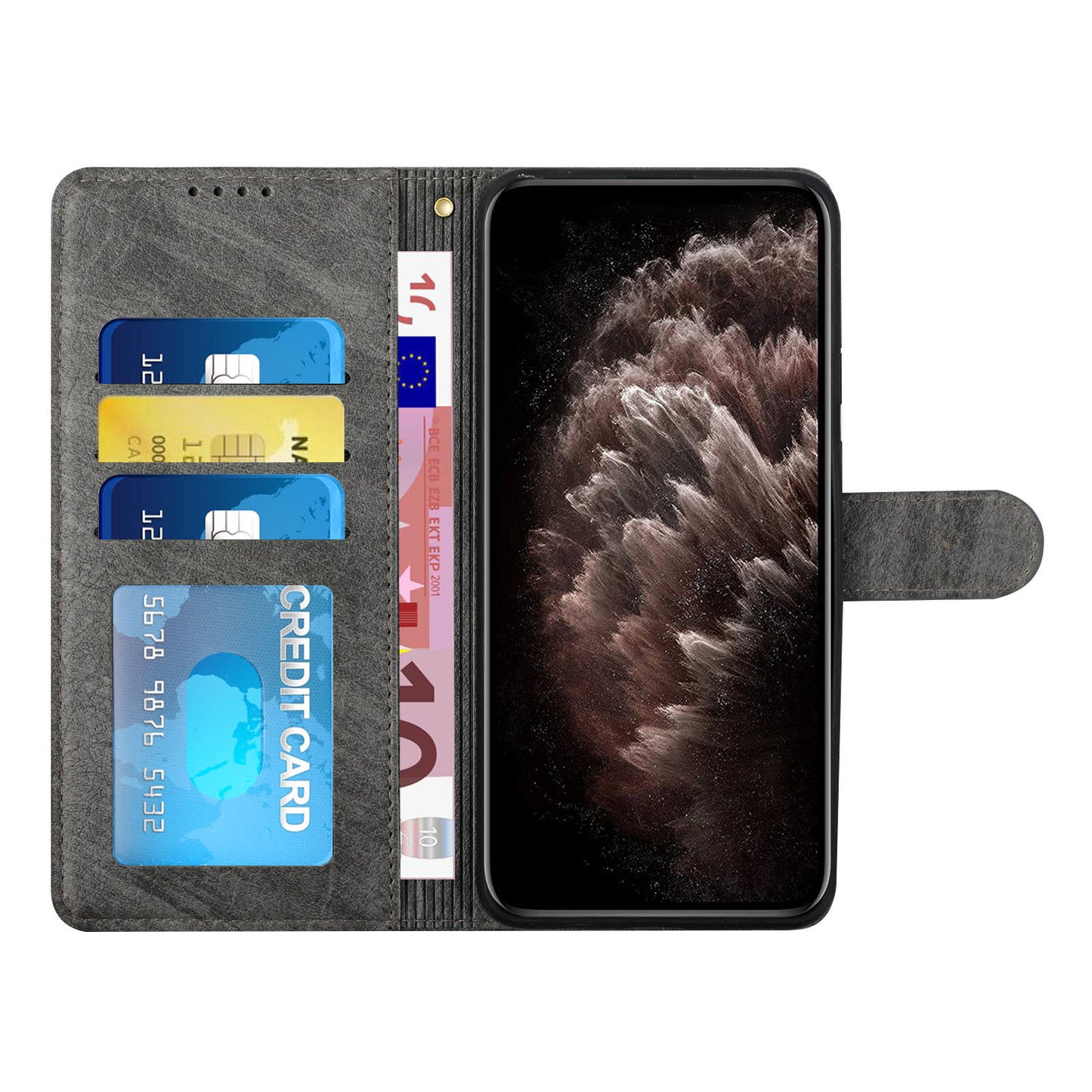 Girl Pattern Imprinted Wallet Stand Leather Case Shell with Strap for Samsung Galaxy S20 Plus 4G/5G - Grey