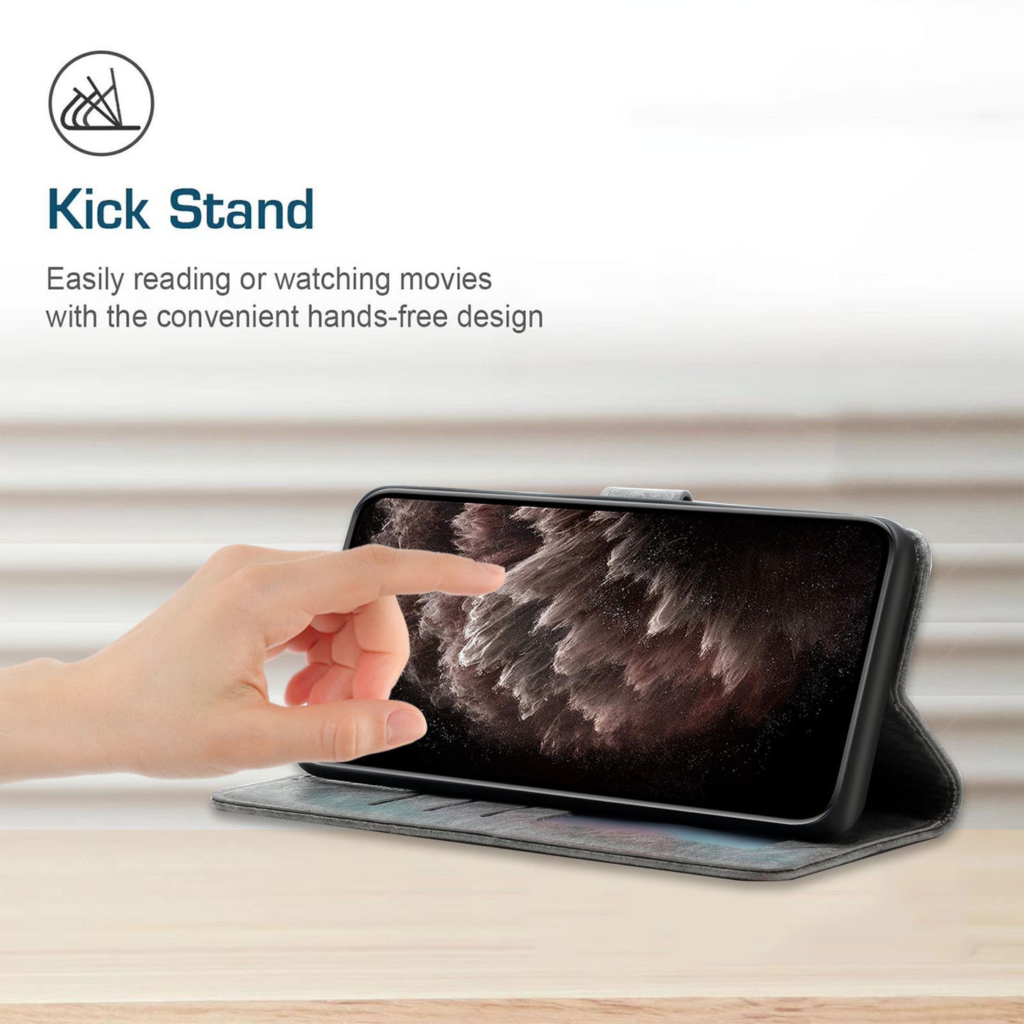 Girl Pattern Imprinted Wallet Stand Leather Case Shell with Strap for Samsung Galaxy S20 Plus 4G/5G - Grey