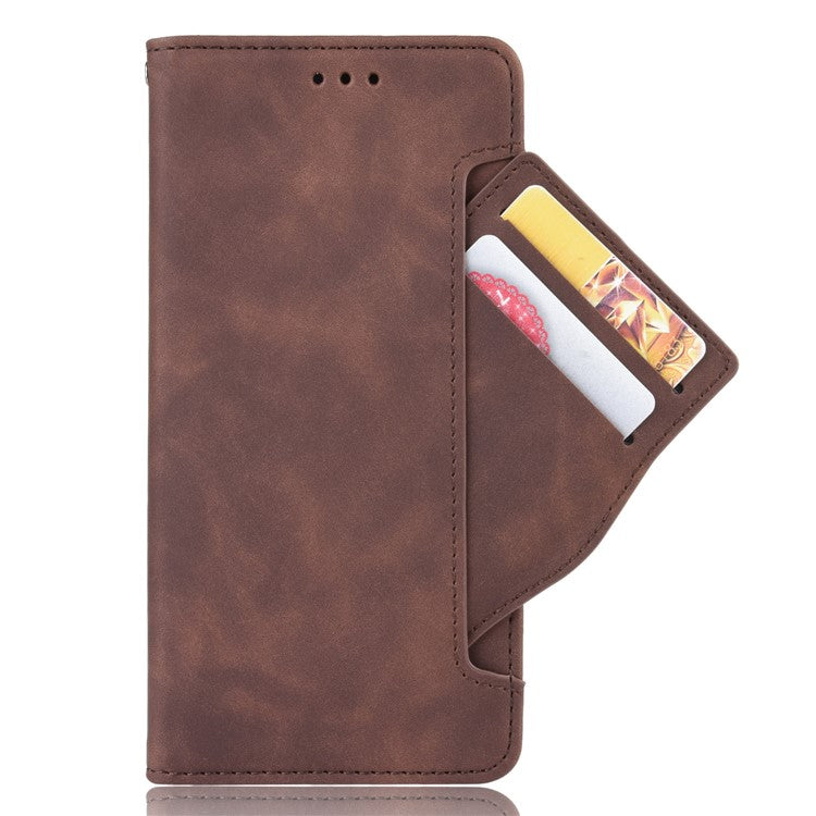For Samsung Galaxy M21 2021 Flip Phone Case PU Leather+TPU Phone Cover Multiple Card Slot Practical Wallet Stand Protective Case - Brown