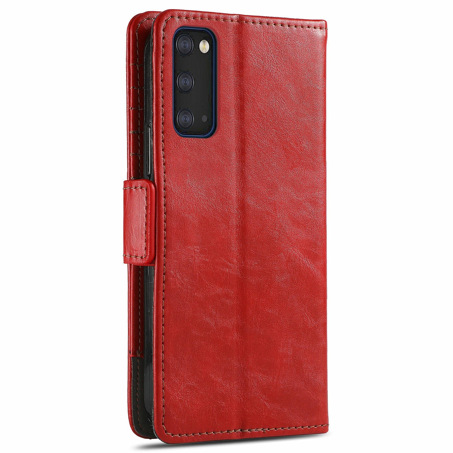 CASENEO 002 Series All-inclusive Protection Business Style Splicing PU Leather Stand Wallet Case for Samsung Galaxy S20 Plus 4G/5G - Red