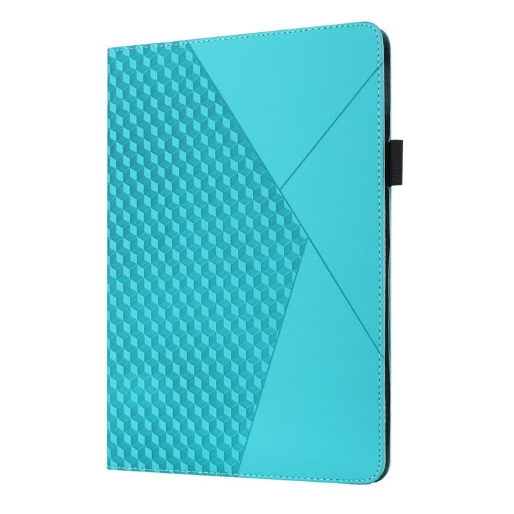Card Slots Design Full Protective Skin-Touch PU Leather Tablet Protective Cover Case with Rhombus Imprinting and Anti-Slip Strap for Samsung Galaxy Tab A7 Lite 8.7-inch T220/T225 - Lake Blue