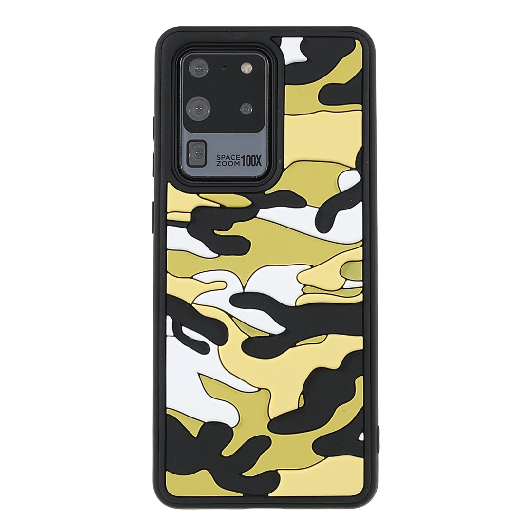 For Samsung Galaxy S20 Ultra Soft Phone Shell Stylish Rugged Camouflage Pattern Anti-fall TPU Phone Cover Case - Yellow