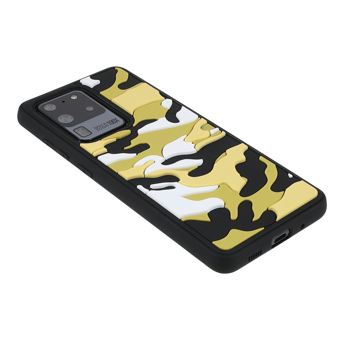 For Samsung Galaxy S20 Ultra Soft Phone Shell Stylish Rugged Camouflage Pattern Anti-fall TPU Phone Cover Case - Yellow