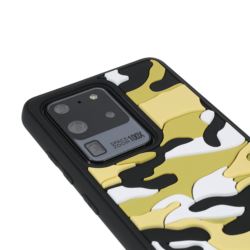 For Samsung Galaxy S20 Ultra Soft Phone Shell Stylish Rugged Camouflage Pattern Anti-fall TPU Phone Cover Case - Yellow