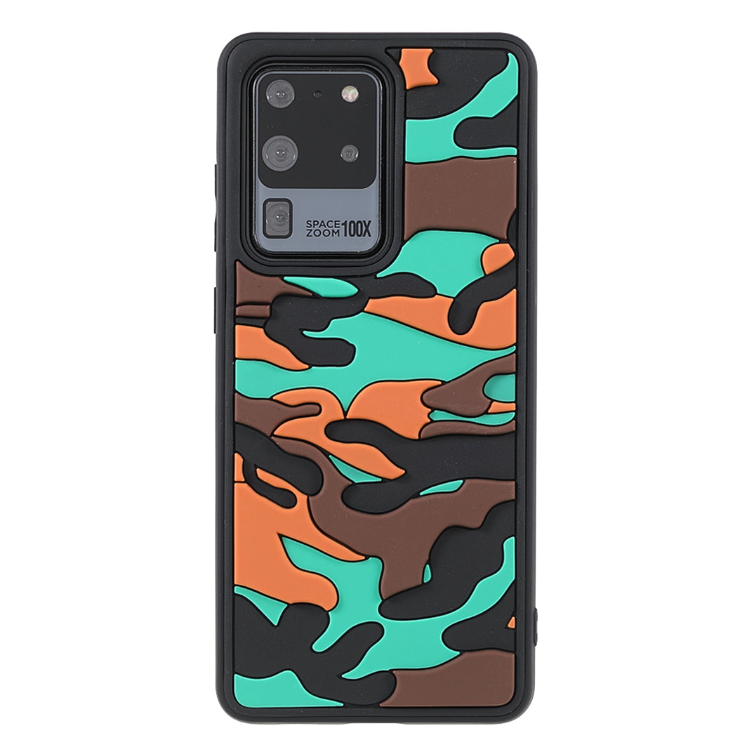 For Samsung Galaxy S20 Ultra Soft Phone Shell Stylish Rugged Camouflage Pattern Anti-fall TPU Phone Cover Case - Orange