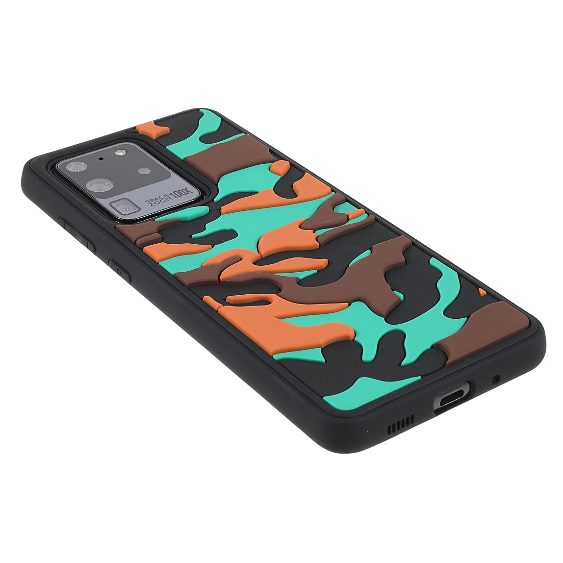 For Samsung Galaxy S20 Ultra Soft Phone Shell Stylish Rugged Camouflage Pattern Anti-fall TPU Phone Cover Case - Orange