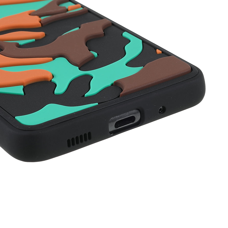 For Samsung Galaxy S20 Ultra Soft Phone Shell Stylish Rugged Camouflage Pattern Anti-fall TPU Phone Cover Case - Orange