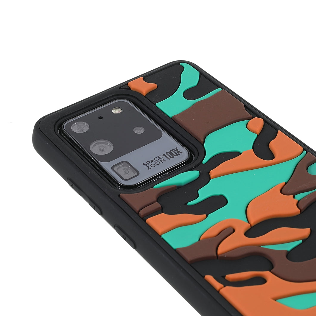 For Samsung Galaxy S20 Ultra Soft Phone Shell Stylish Rugged Camouflage Pattern Anti-fall TPU Phone Cover Case - Orange