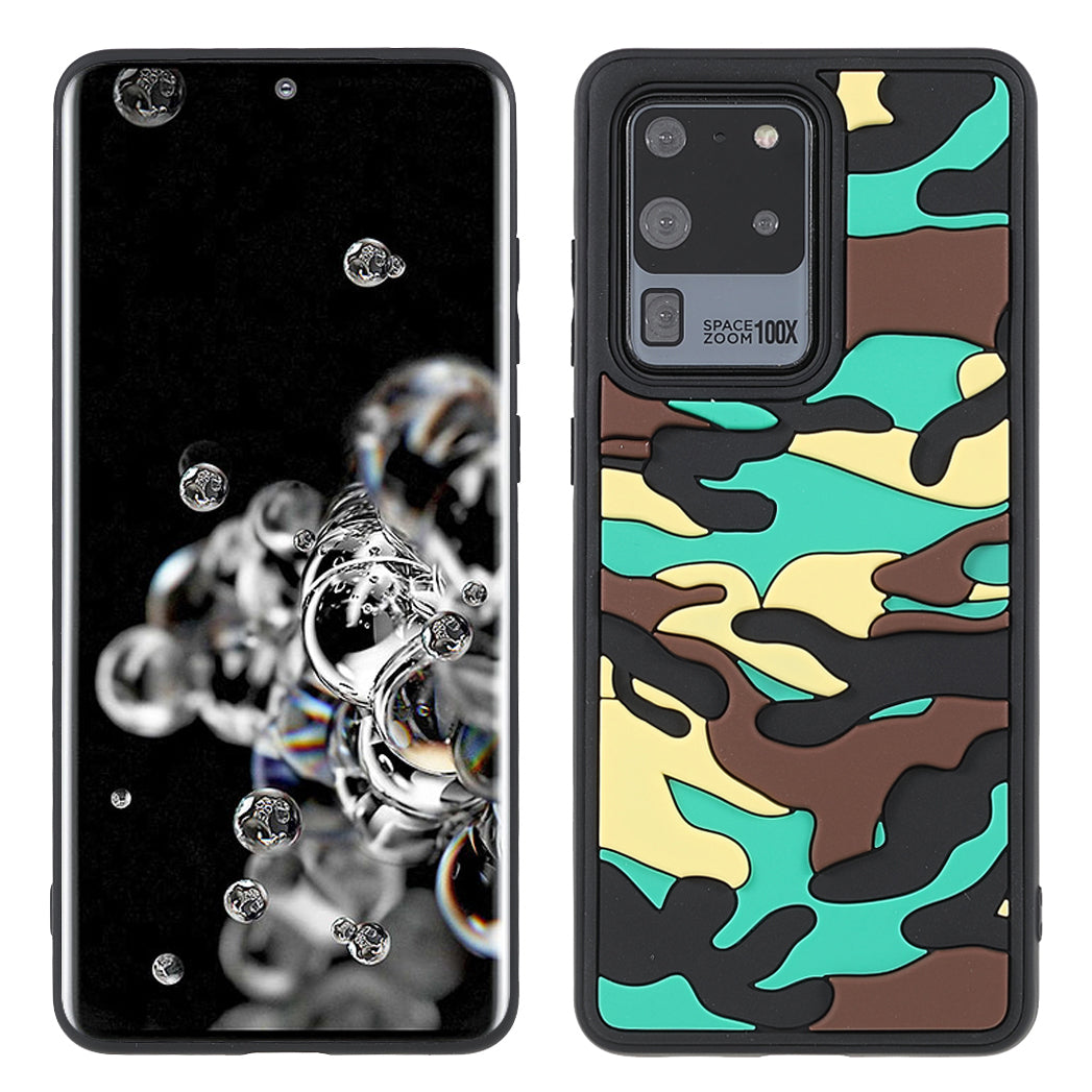 For Samsung Galaxy S20 Ultra Soft Phone Shell Stylish Rugged Camouflage Pattern Anti-fall TPU Phone Cover Case - Green