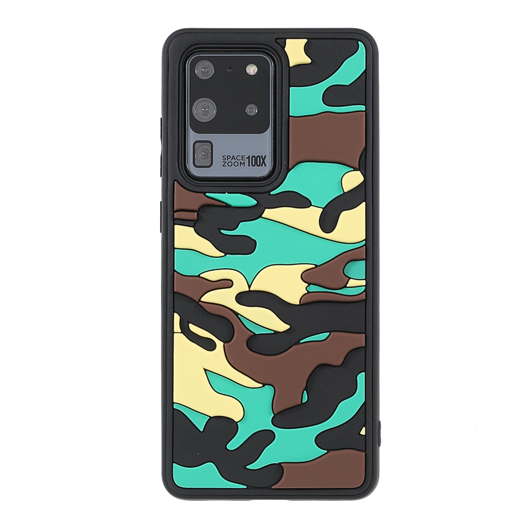 For Samsung Galaxy S20 Ultra Soft Phone Shell Stylish Rugged Camouflage Pattern Anti-fall TPU Phone Cover Case - Green