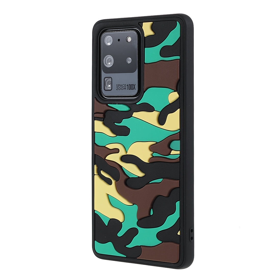 For Samsung Galaxy S20 Ultra Soft Phone Shell Stylish Rugged Camouflage Pattern Anti-fall TPU Phone Cover Case - Green