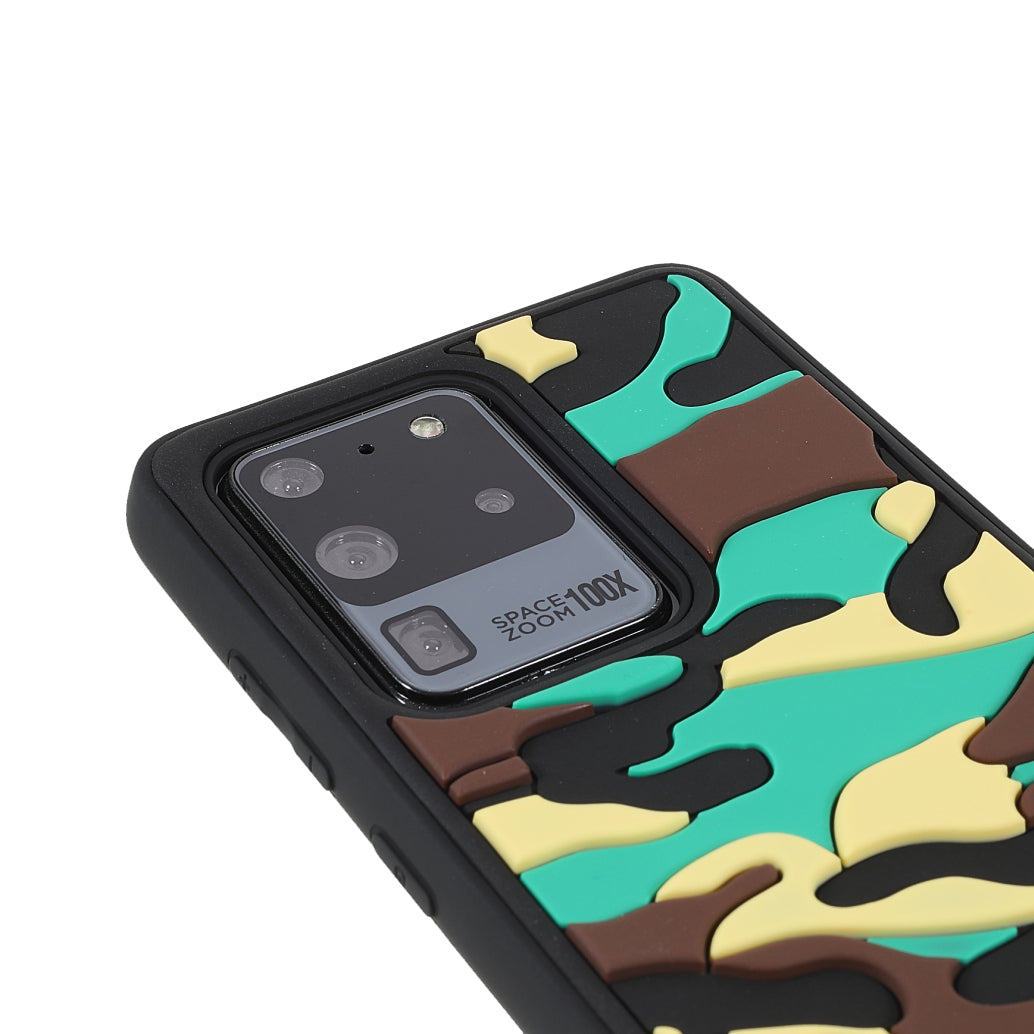 For Samsung Galaxy S20 Ultra Soft Phone Shell Stylish Rugged Camouflage Pattern Anti-fall TPU Phone Cover Case - Green