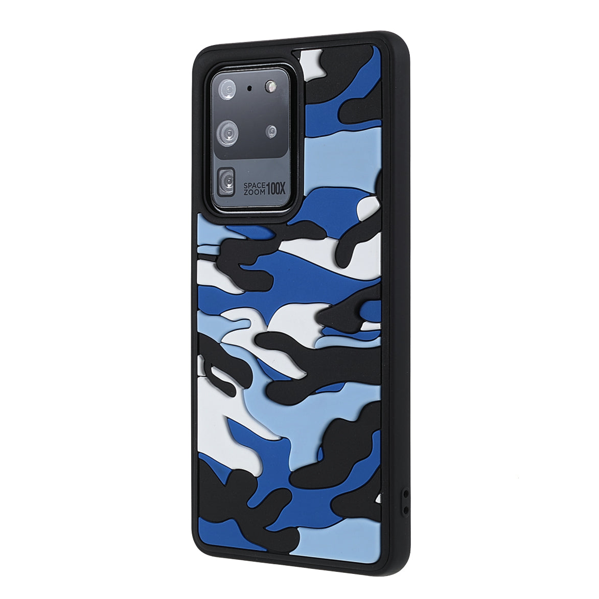 For Samsung Galaxy S20 Ultra Soft Phone Shell Stylish Rugged Camouflage Pattern Anti-fall TPU Phone Cover Case - Blue