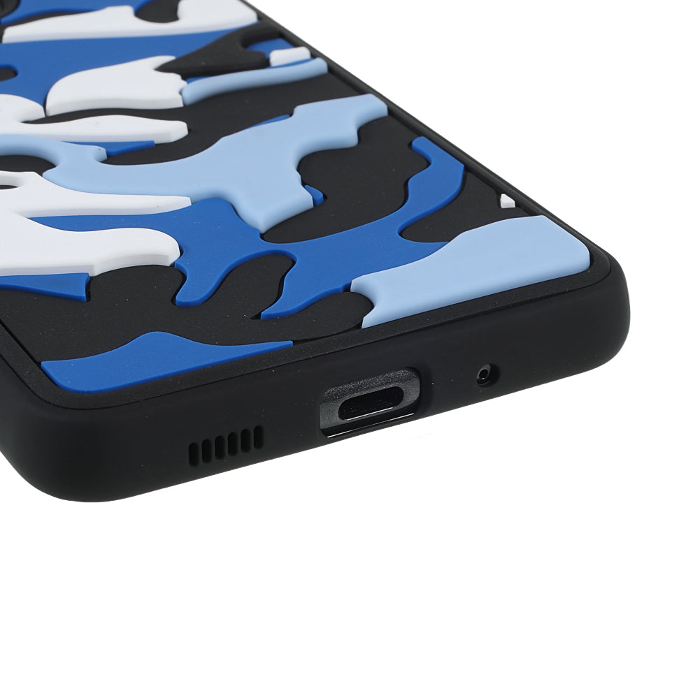 For Samsung Galaxy S20 Ultra Soft Phone Shell Stylish Rugged Camouflage Pattern Anti-fall TPU Phone Cover Case - Blue