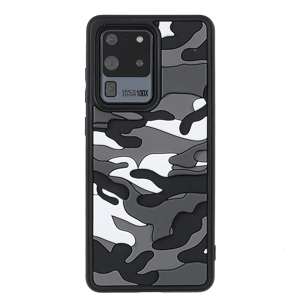 For Samsung Galaxy S20 Ultra Soft Phone Shell Stylish Rugged Camouflage Pattern Anti-fall TPU Phone Cover Case - Grey