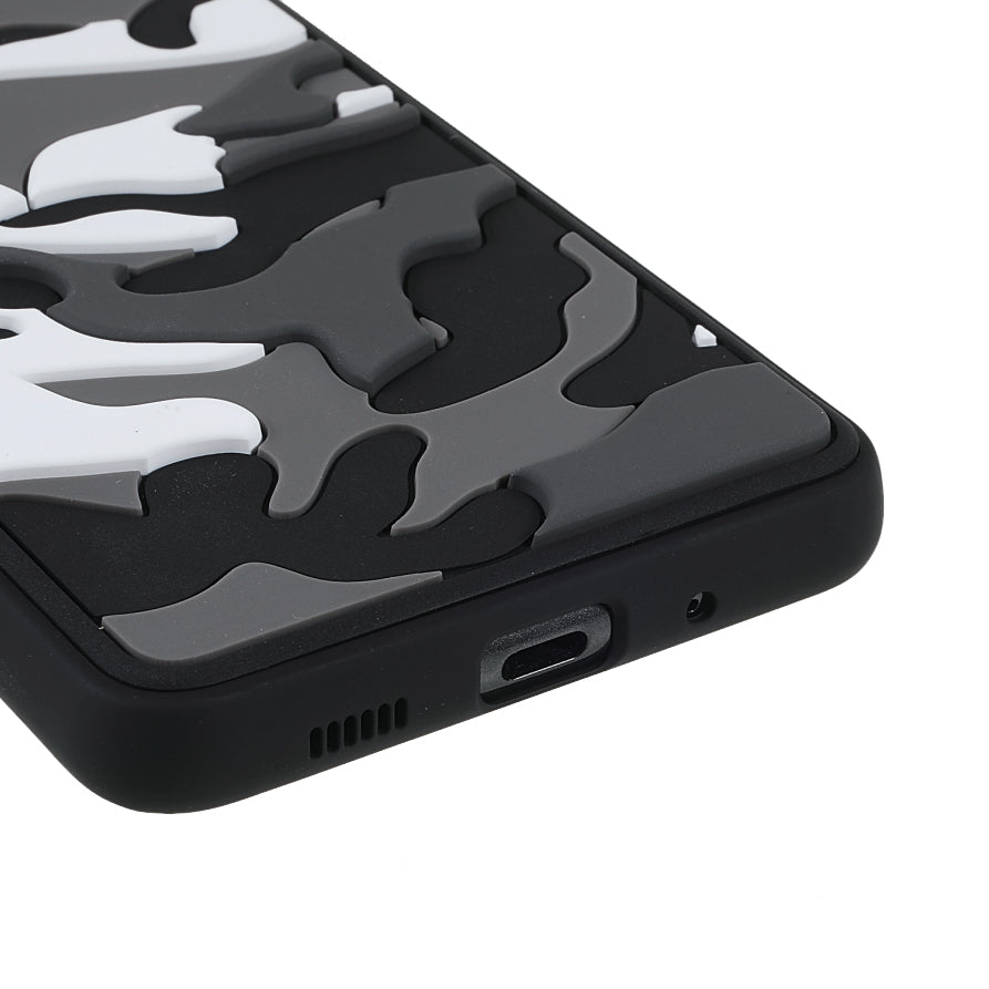 For Samsung Galaxy S20 Ultra Soft Phone Shell Stylish Rugged Camouflage Pattern Anti-fall TPU Phone Cover Case - Grey