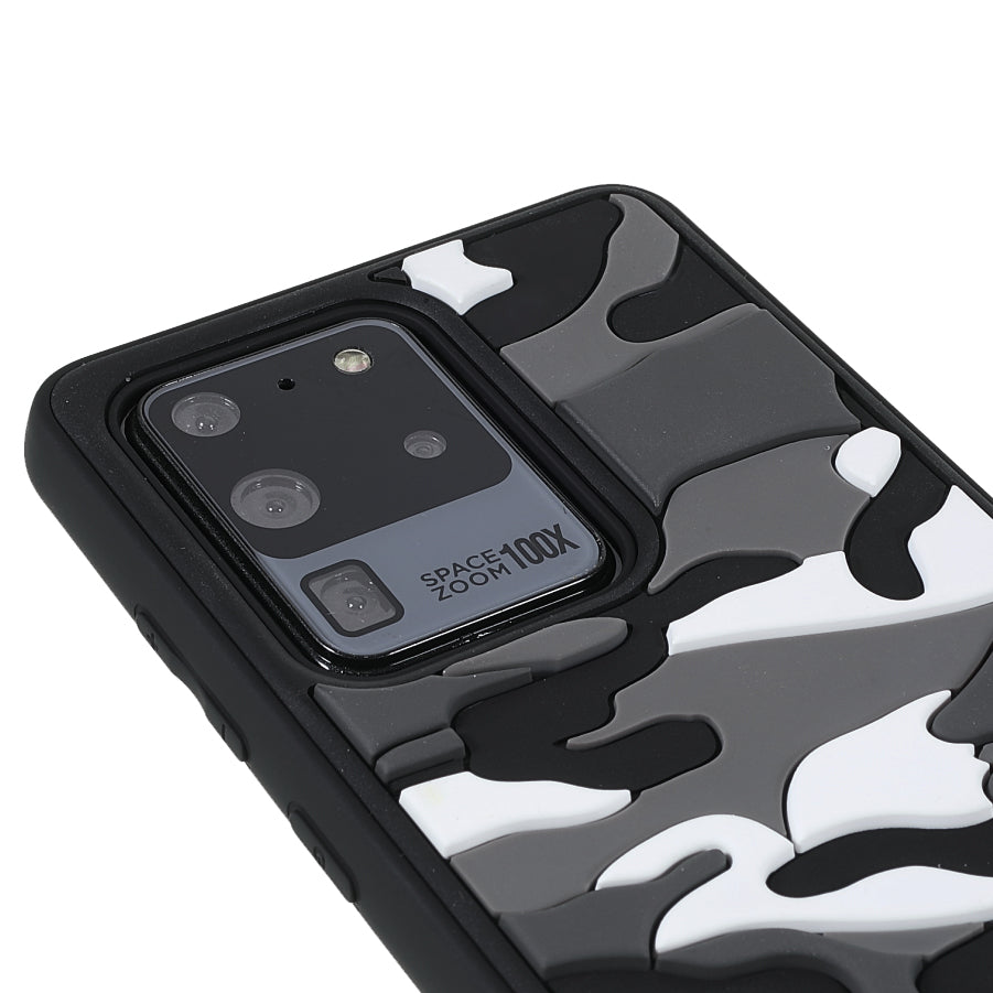 For Samsung Galaxy S20 Ultra Soft Phone Shell Stylish Rugged Camouflage Pattern Anti-fall TPU Phone Cover Case - Grey