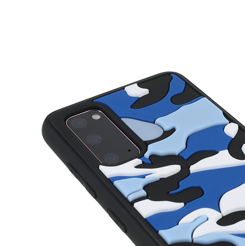 Scratch Resistant Rugged Camouflage Pattern Anti-fall TPU Phone Cover Case for Samsung Galaxy S20 4G/S20 5G - Blue