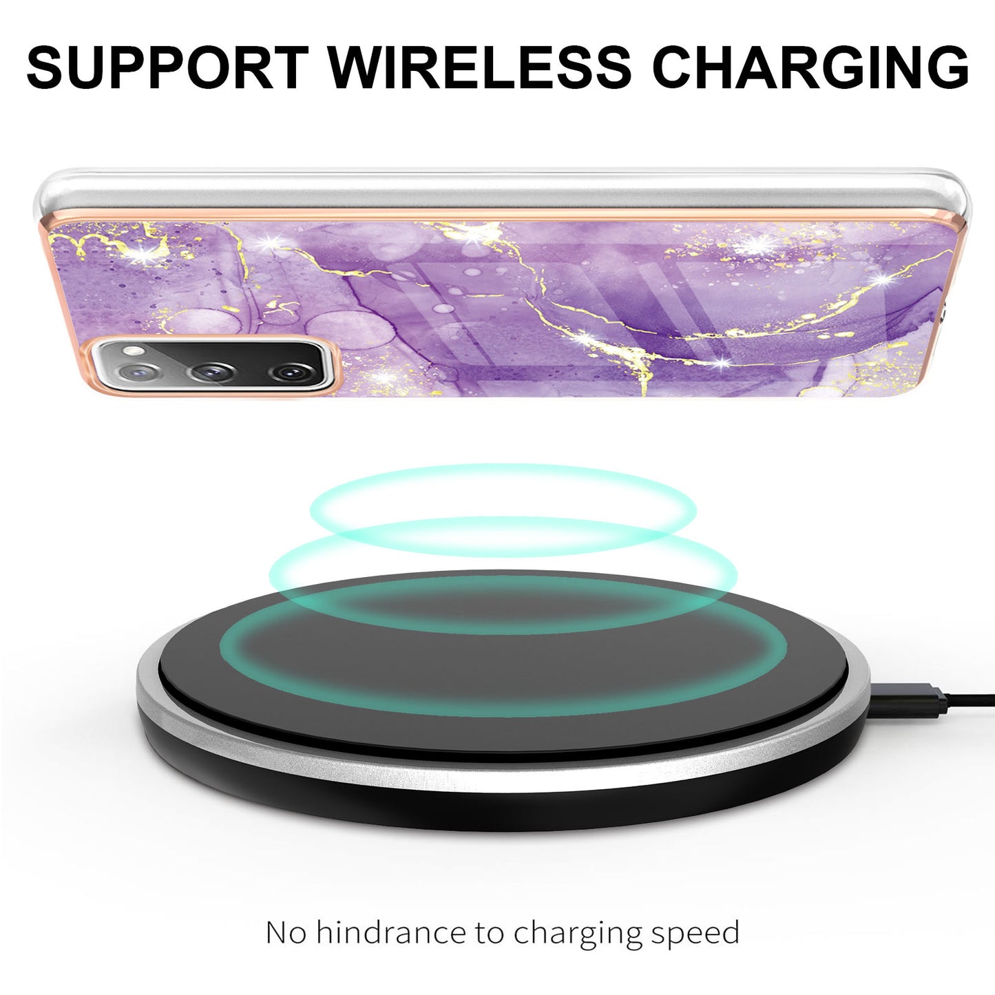 Marble Pattern Electroplated Edge Soft TPU Shockproof Anti-Scratch Protective IMD Case for Samsung Galaxy S20 FE 4G / 5G/S20 Lite/S20 FE 2022 - Purple 002