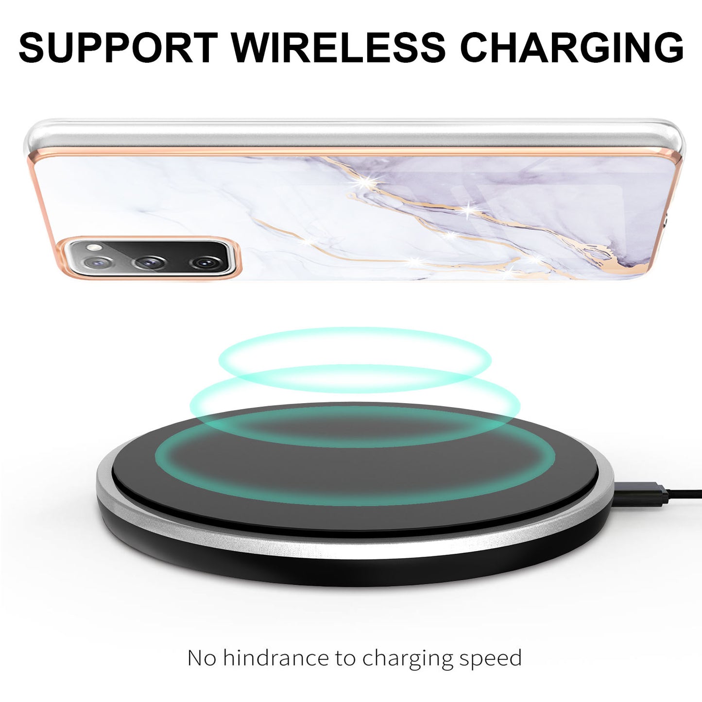 Marble Pattern Electroplated Edge Soft TPU Shockproof Anti-Scratch Protective IMD Case for Samsung Galaxy S20 FE 4G / 5G/S20 Lite/S20 FE 2022 - White 006