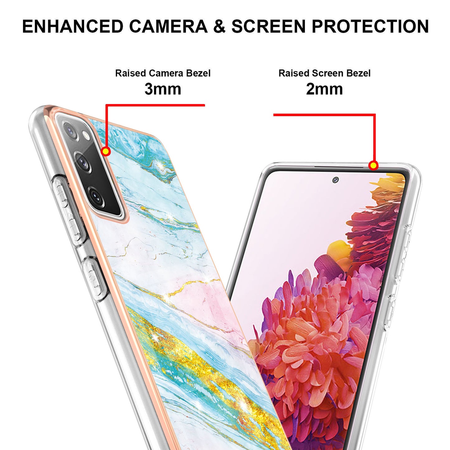 Marble Pattern Electroplated Edge Soft TPU Shockproof Anti-Scratch Protective IMD Case for Samsung Galaxy S20 FE 4G / 5G/S20 Lite/S20 FE 2022 - Green 004