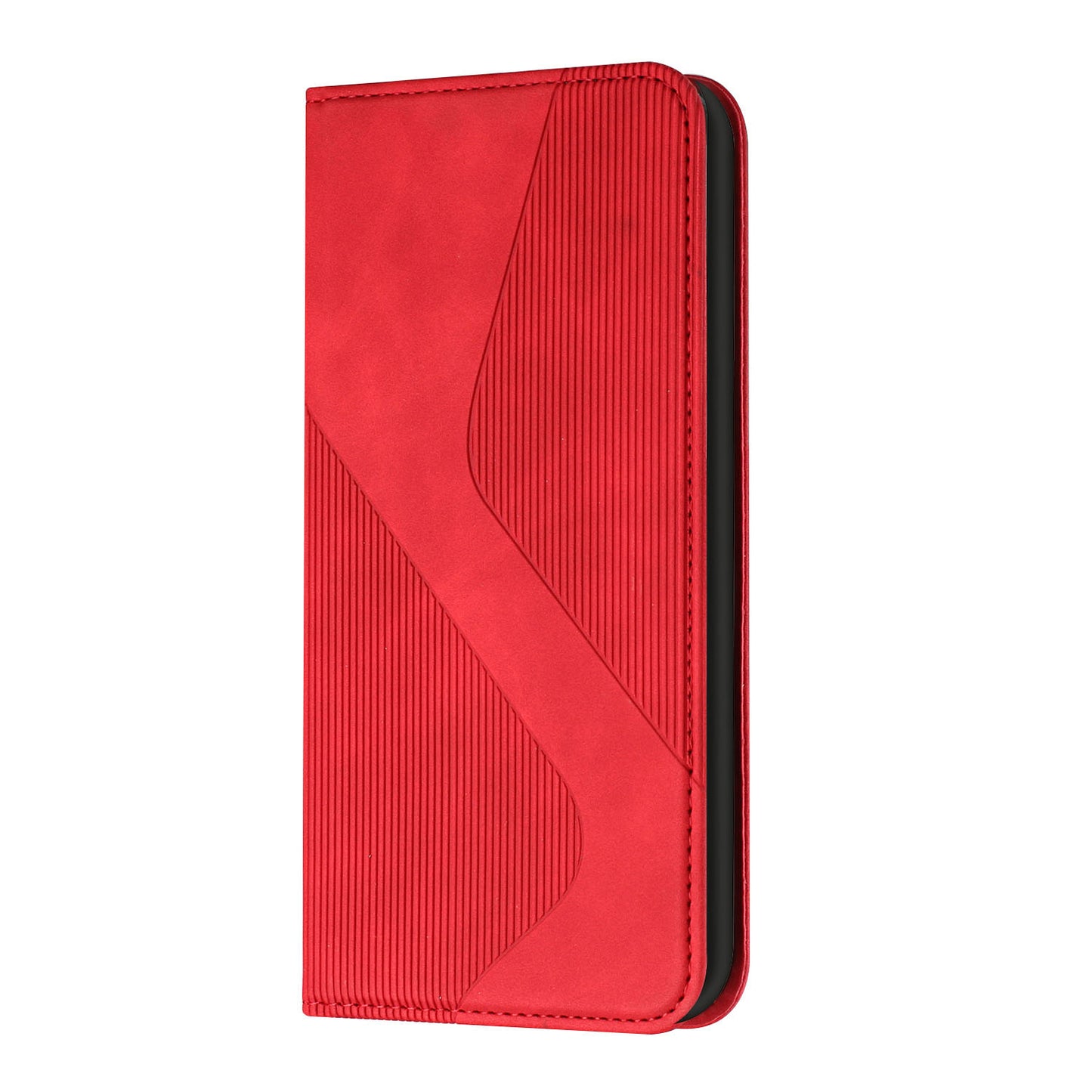 Auto-absorbed Magnetic Closure S-shaped Texture Leather Flip Wallet Stand Case for Samsung Galaxy S20 FE/S20 FE 5G/S20 Lite/S20 FE 2022 - Red