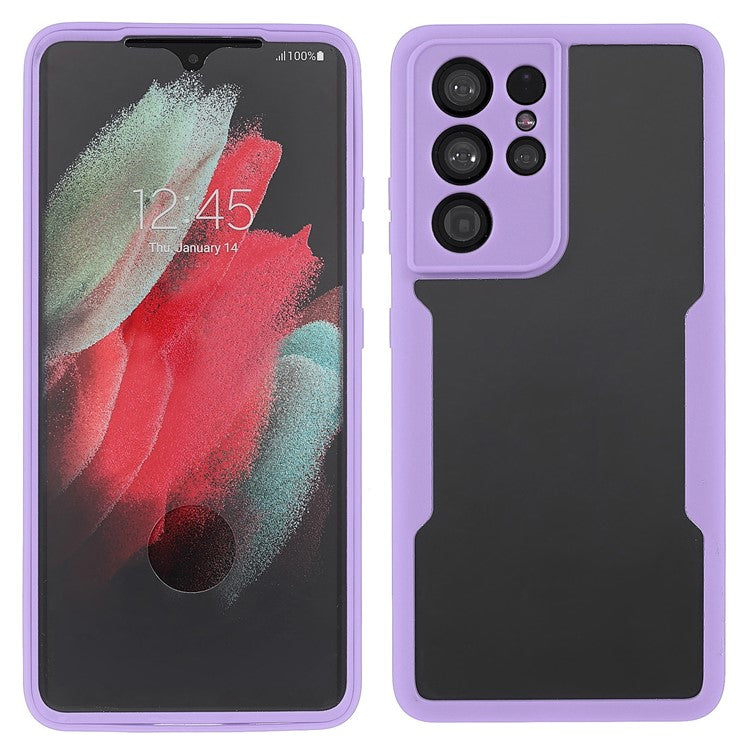 Shock-Absorbed Acrylic + TPU Detachable 2-in-1 Hybrid Phone Protective Case + PET Screen Protector for Samsung Galaxy S21 Ultra 5G/S30 Ultra 5G - Purple
