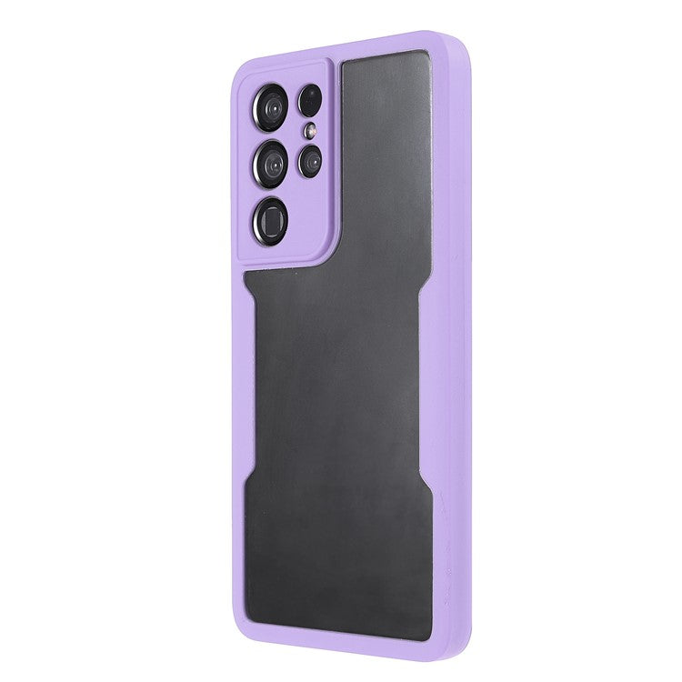 Shock-Absorbed Acrylic + TPU Detachable 2-in-1 Hybrid Phone Protective Case + PET Screen Protector for Samsung Galaxy S21 Ultra 5G/S30 Ultra 5G - Purple