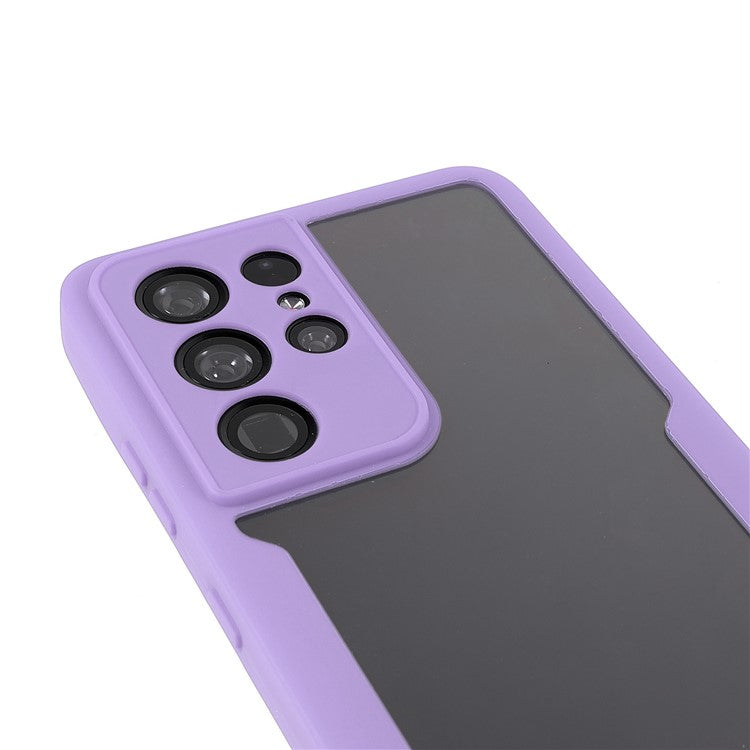 Shock-Absorbed Acrylic + TPU Detachable 2-in-1 Hybrid Phone Protective Case + PET Screen Protector for Samsung Galaxy S21 Ultra 5G/S30 Ultra 5G - Purple