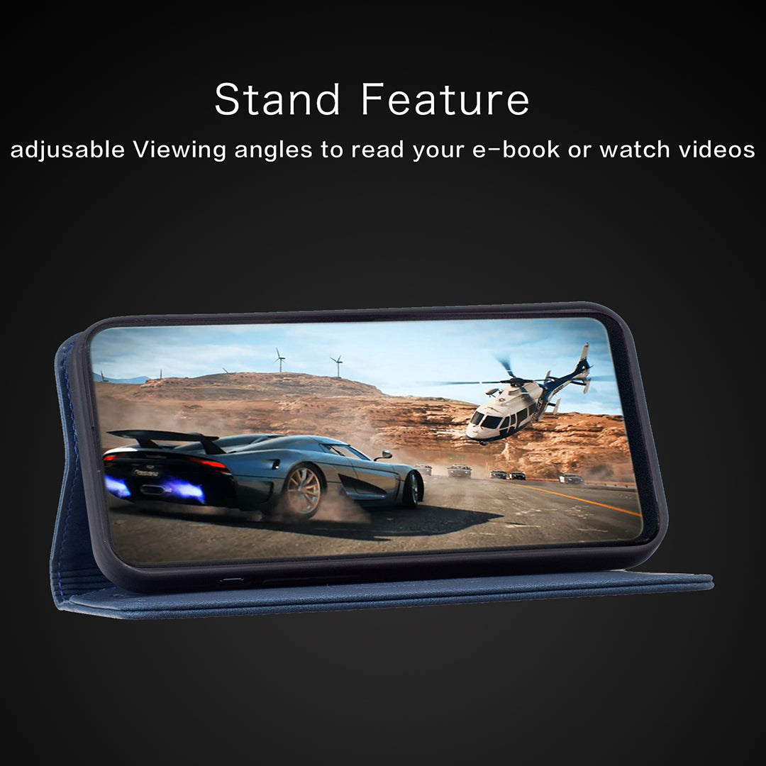 BINFEN COLOR BF08 RFID Blocking Magnetic Closure Shockproof Leather Phone Case Wallet Stand Cover for Samsung Galaxy S20 FE/S20 FE 5G/S20 Lite/S20 FE 2022 - Blue