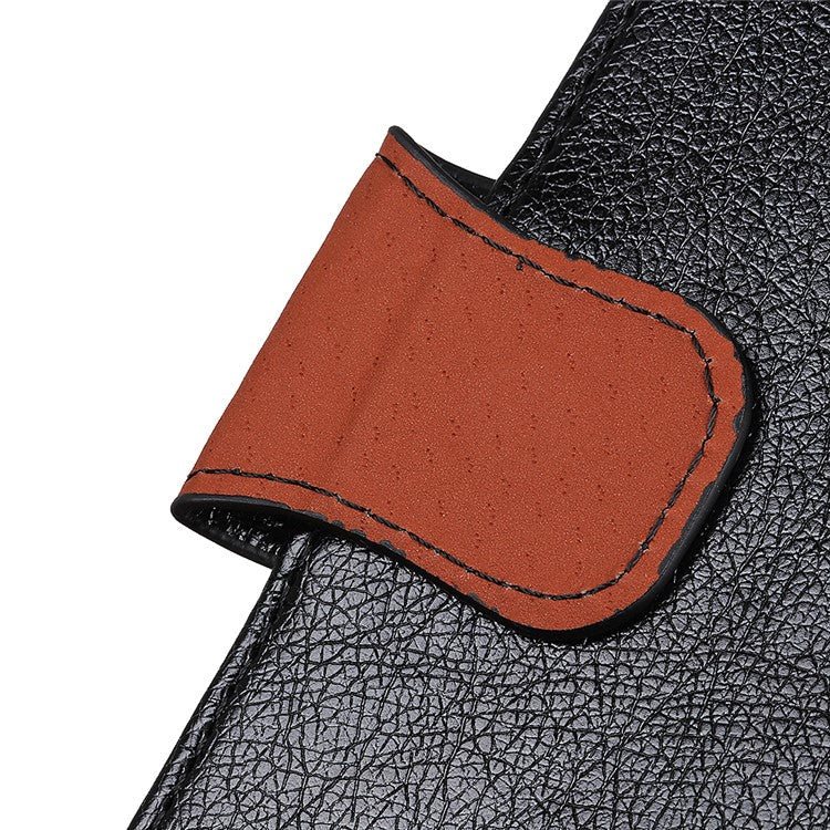 For Samsung Galaxy S22 5G Nappa Texture Split Leather Wallet Stand Flip Protective Cover with Magnetic Closure - Black