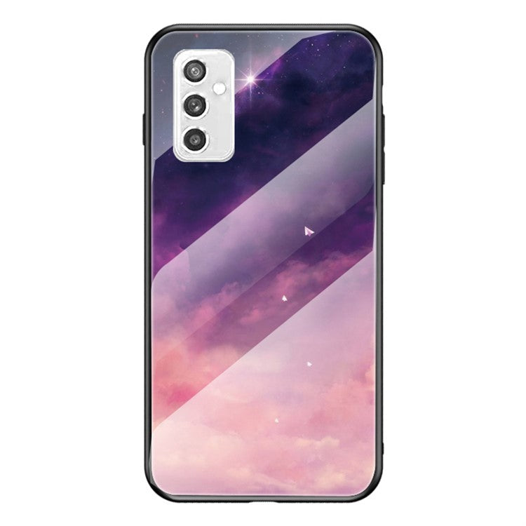 Starry Sky Series Soft TPU Bumper Frame Shockproof Tempered Glass Back Cover for Samsung Galaxy M52 5G - Dream Starry Sky