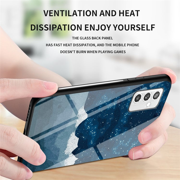 Starry Sky Series Soft TPU Bumper Frame Shockproof Tempered Glass Back Cover for Samsung Galaxy M52 5G - Dream Starry Sky