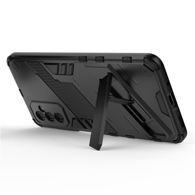 Dual-Layer Soft Flexible TPU + Hard PC Anti-Slip Rugged Protective Phone Case with Kickstand for Samsung Galaxy M52 5G - Black