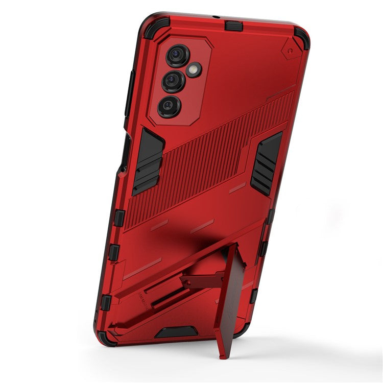 Dual-Layer Soft Flexible TPU + Hard PC Anti-Slip Rugged Protective Phone Case with Kickstand for Samsung Galaxy M52 5G - Red