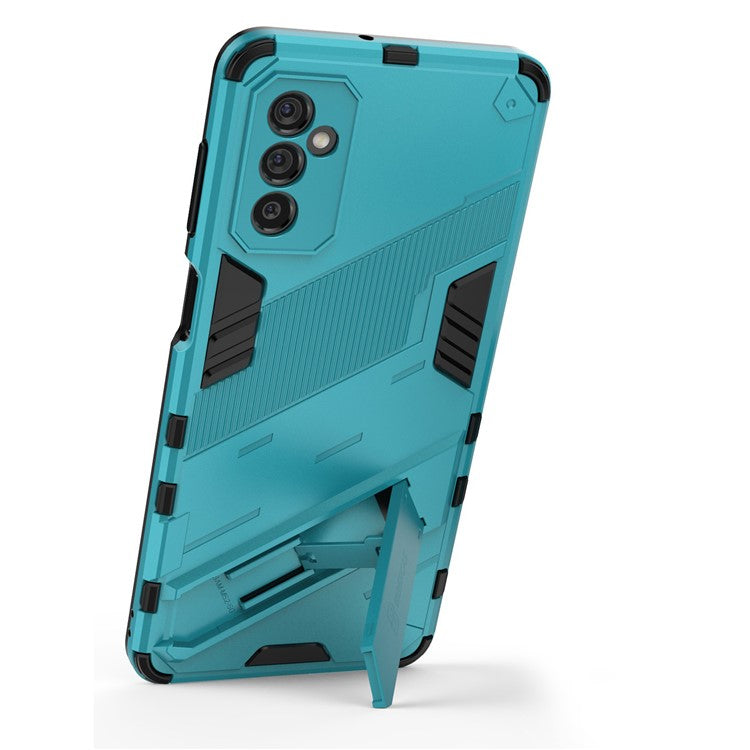 Dual-Layer Soft Flexible TPU + Hard PC Anti-Slip Rugged Protective Phone Case with Kickstand for Samsung Galaxy M52 5G - Blue