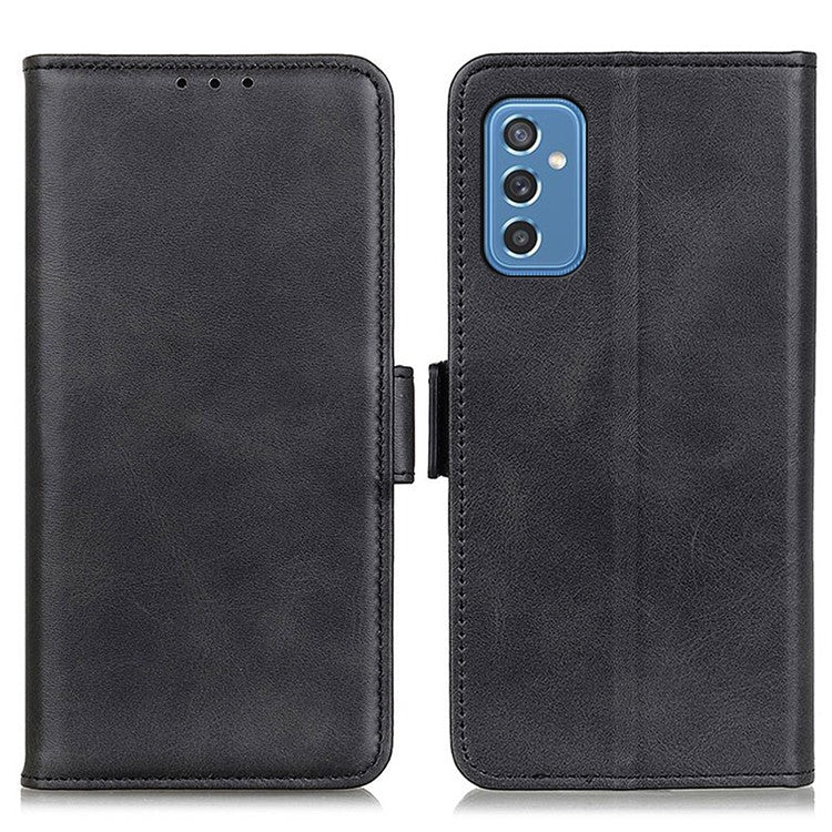 Shockproof Flip Cover Magnetic Closure Leather Wallet Stand Case for Samsung Galaxy M52 5G - Black