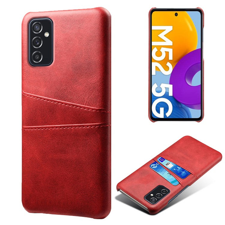 KSQ Premium PU Leather + PC Anti-Scratch Hard Case with Dual Card Slots for Samsung Galaxy M52 5G - Red