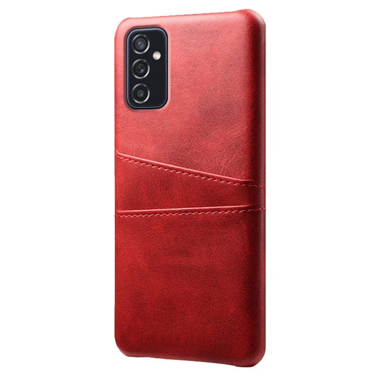 KSQ Premium PU Leather + PC Anti-Scratch Hard Case with Dual Card Slots for Samsung Galaxy M52 5G - Red